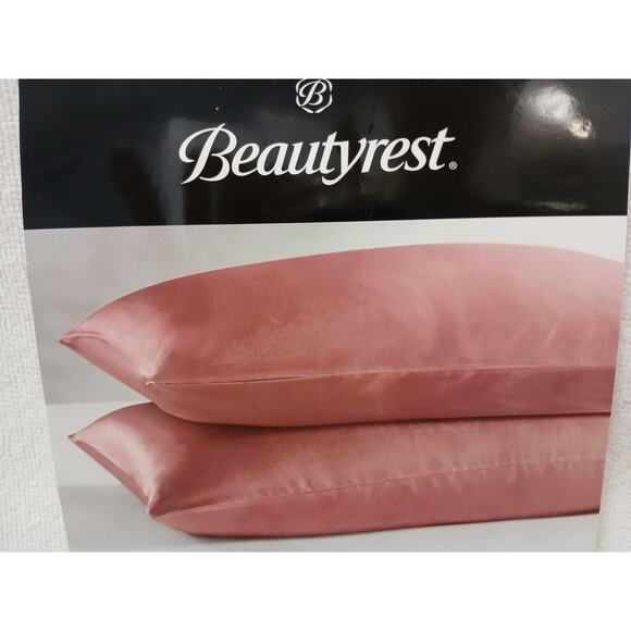 2 Pc Beautyrest KING Satin Pillowcases ROSE PINK Silky Therapeutic Hair Skin - Picture 5 of 10